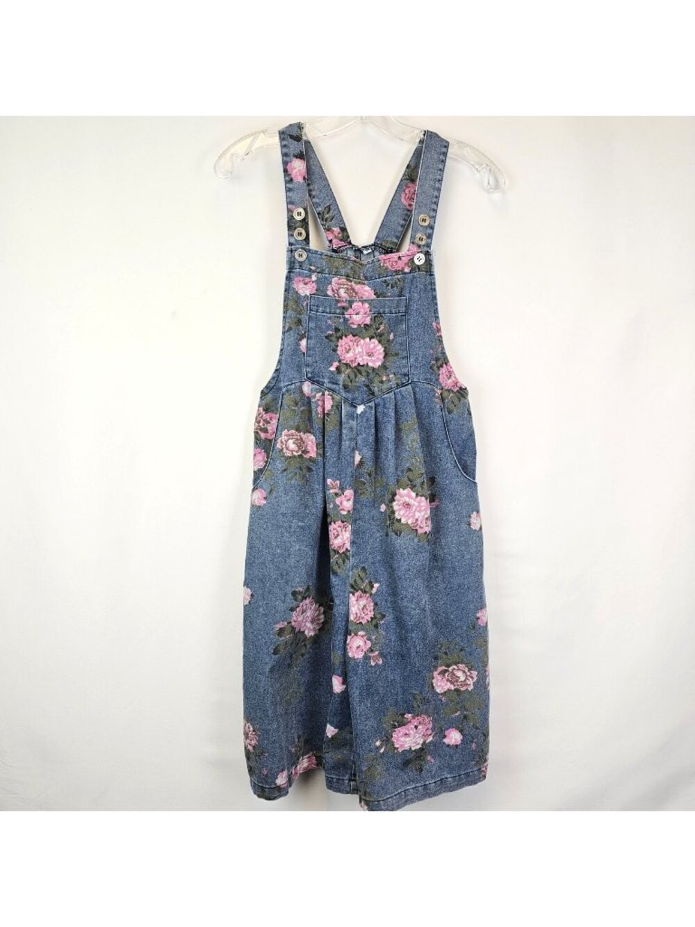 Womens S Floral Denim Overall Romper Y2K 90s Style Roses Cottagecore Festival